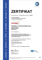 Zertifikate Profiroll Qualitätszertifikat DIN EN ISO 9001:2015