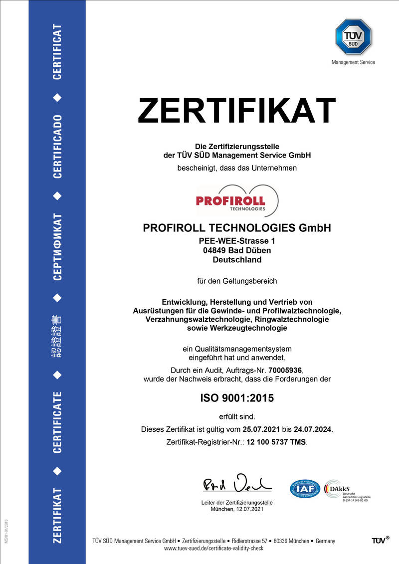 Qualitätsrichtlinie Qualitätszertifikat DIN ISO 9001:2015