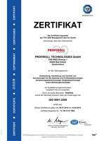 Zertifikate Profiroll Qualitätszertifikat DIN EN ISO 9001:2015